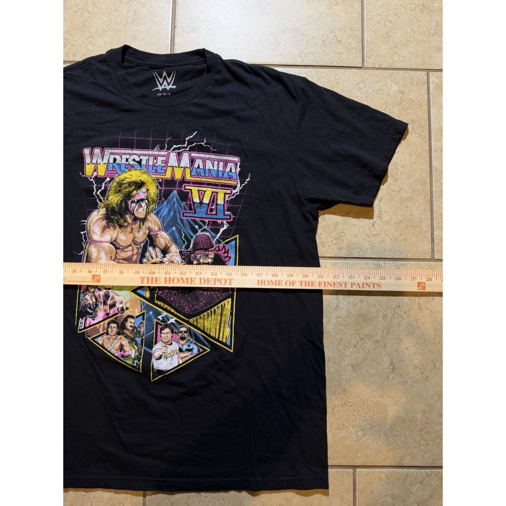 WWE WrestleMania VI Graphic T-Shirt L Black Wrestling Event Tee - Picture 3 of 5